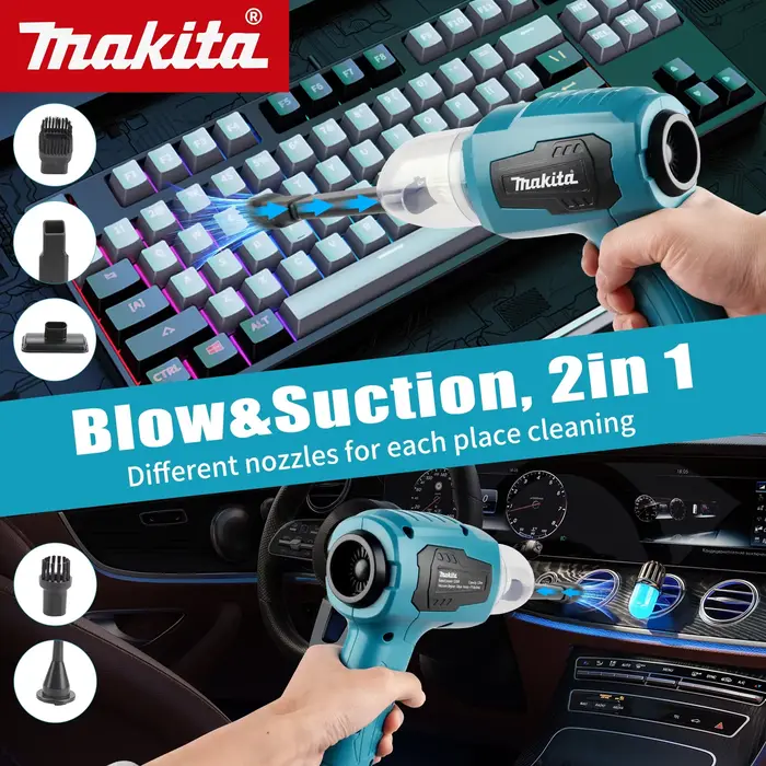 Aspirateur de voiture miniature Makita 18V, multifonction, portatif, rechargeable, outil de collecte de poussière