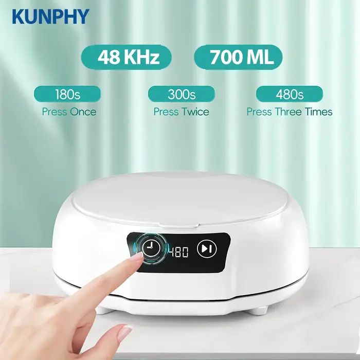 KUNPHY nettoyeur à ultrasons 700ML réglable grande capacité rapide puissant bijoux orthèse lunettes