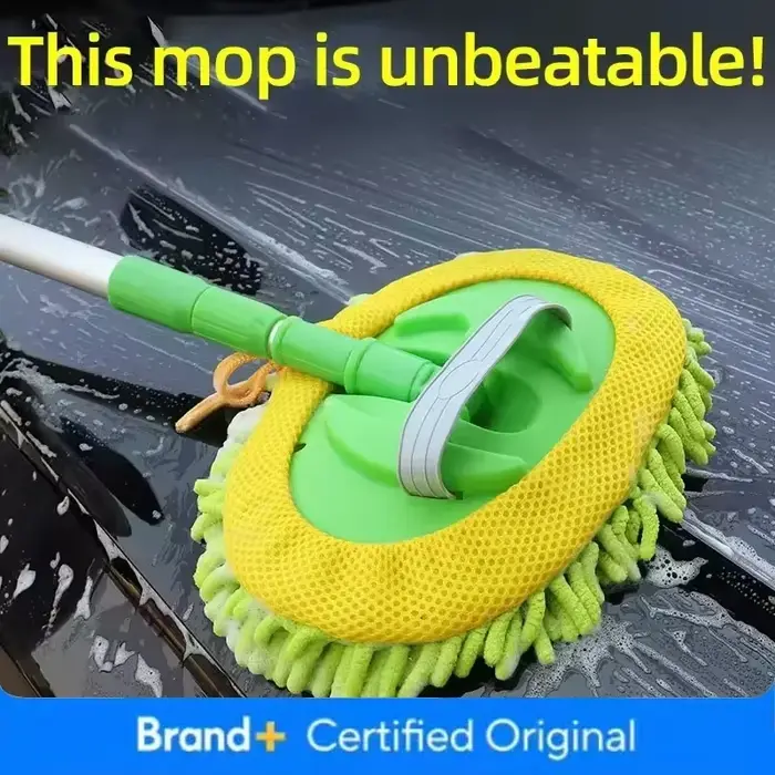 ​ ​ Brosse de nettoyage de voiture télescopique - Balai super absorbant à long manche réglable pour le lavage des vitres et le detailing ​ ​