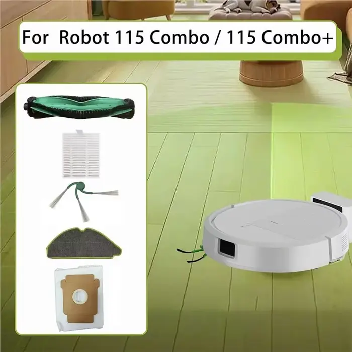 ABBZ - Pour aspirateur Irobot 115 Combo / 115 Combo+, 1 brosse principale, 4 brosses latérales, 4 filtres, 6 sacs à poussière, 2
