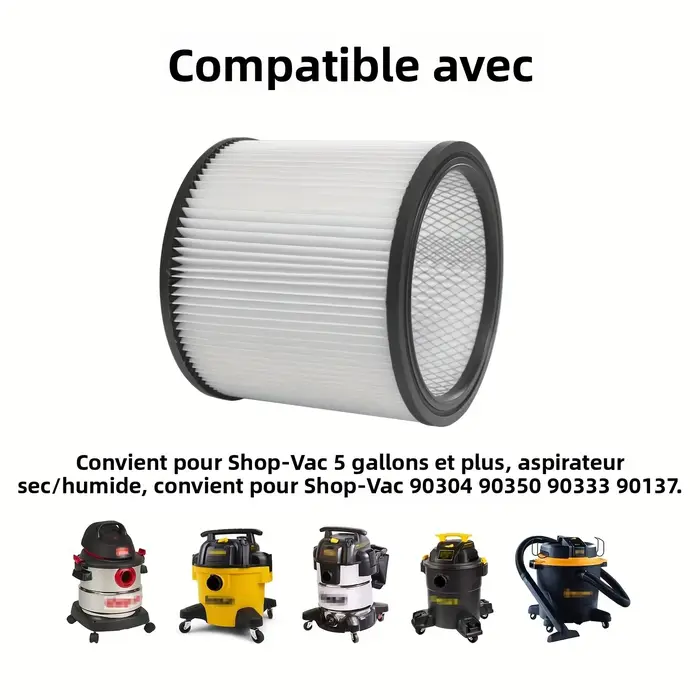 HOME TIMES 90304 Filtre de remplacement pour aspirateurs secs/humides Shop Vac 90304
