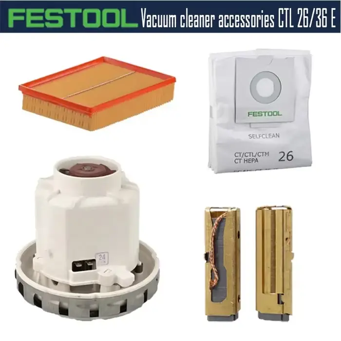 FESTOOL aspirateur accessoire d'origine CTL 26/36 E moteur brosse en carbone interrupteur pince ferry tuyau couvercle supérieur sac d'aspirateur etc.