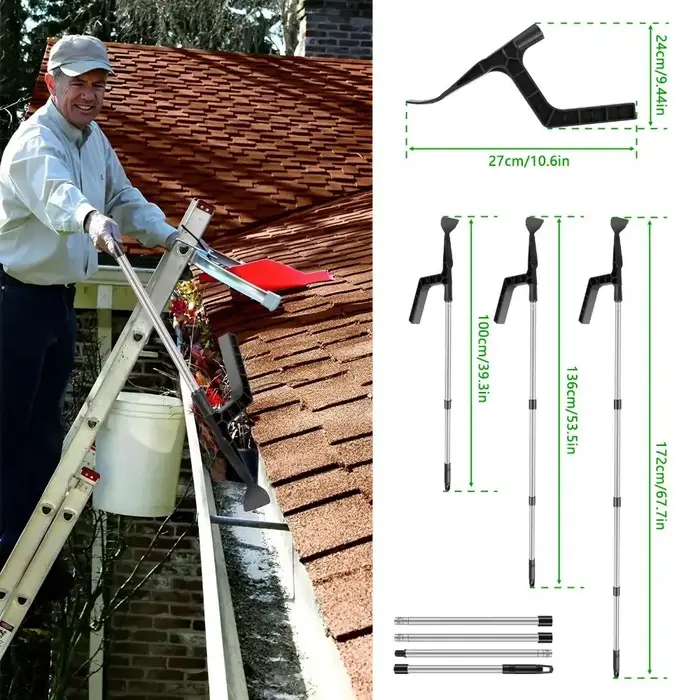 Brosse de nettoyage de gouttière télescopique extensible