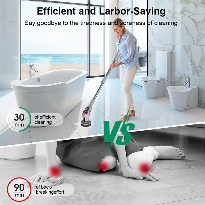 Brosse de nettoyage de salle de bain électrique 10 en 1