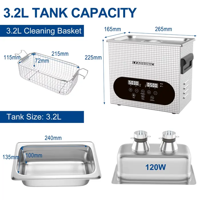 Nettoyeur à ultrasons portable 3.2L 4.5L 6.5L 10L 15L 30L, machine de lavage à ultrasons, appareil m