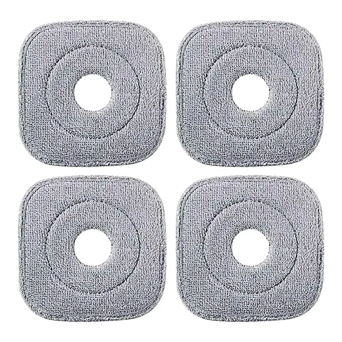 Tête de vadrouille 4 pièces recharges en microfibre brosse carrée tampon à récurer pour nettoyage en profondeur humide et sec soins des sols en bois dur cuisine salle de bain