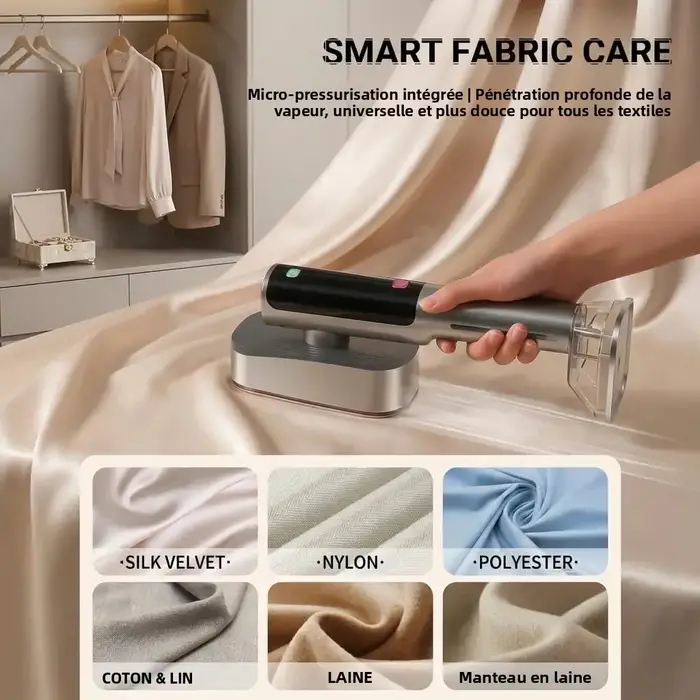 Défroisseur Vapeur Portable 1800W Multifonctionnel à Préchauffage Rapide en 10 Secondes (Prise EU/US) pour Vêtements et Tissus – Idéal Maison et Voyage