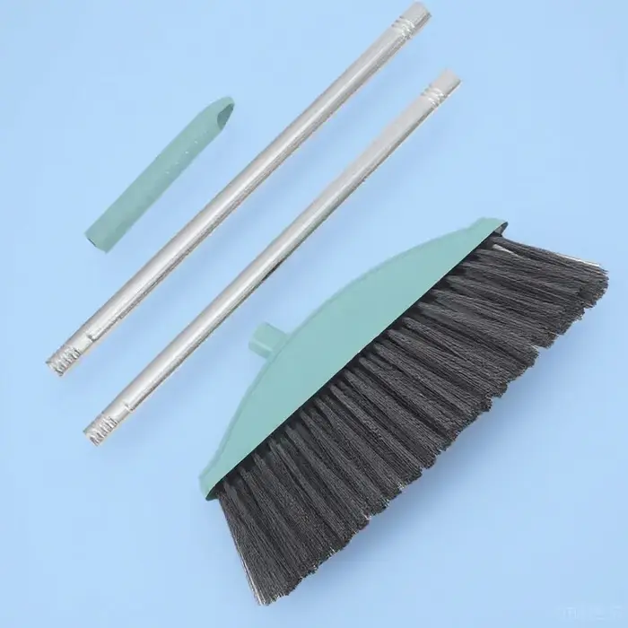 Balai de cour à manche ergonomique, robuste, à long manche, pour le balayage extérieur, idéal pour la terrasse, la voie d'accès, le jardin, les fournitures de nettoyage des sols