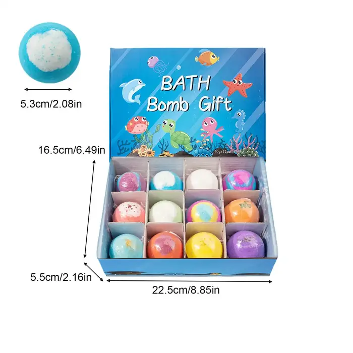 12 boules de bain moussantes naturelles avec jouet animal