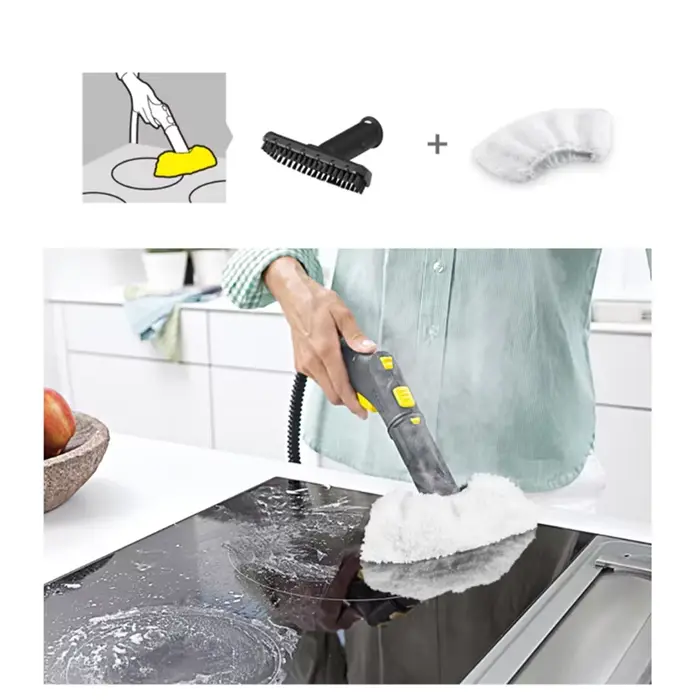 B83B-nettoyeur à vapeur buse à main outil brosse avec tampon en tissu de vadrouille en microfibre pour Karcher SC1 SC2