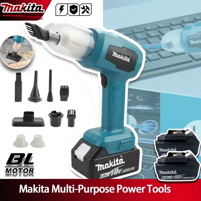 Aspirateur sans fil Makita, mini aspirateur de voiture multifonction, collecteur de poussière, outils électriques portatifs rechargeables, batterie 18V