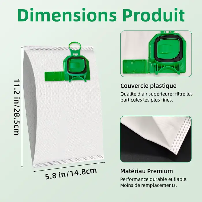 10 pièces sac à poussière Compatible avec Vorwerk VK140 VK150 sac poubelle FP140 Bo vitesse Kobold aspirateur