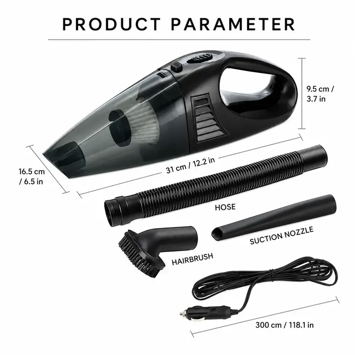 Aspirateur de voiture 12V 120W, aspirateur portable à usage humide et sec, aspirateur manuel puissant, mini aspirateur à forte aspiration