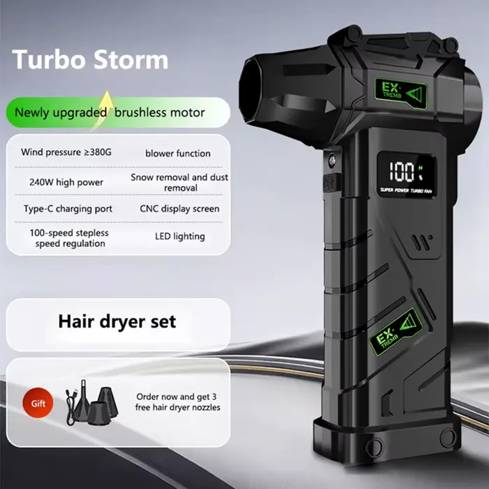 Puissant Turbo souffleur d'air 380g pression du vent 240W haute puissance Turbo ventilateur Portable