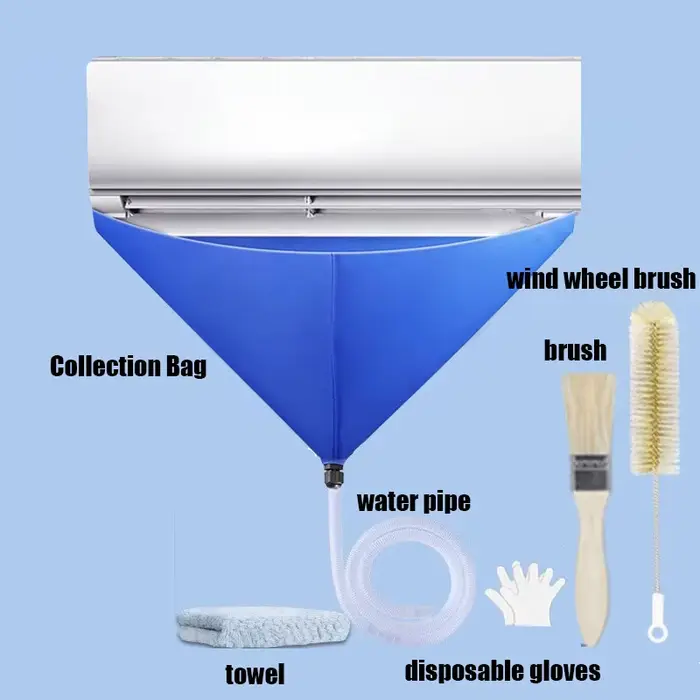 1 ensemble de sacs de nettoyage de climatiseur, vidange étanche pour le lavage, tuyau de vidange d'e