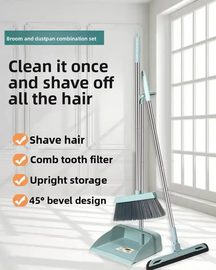 Ensemble de balais pour usage domestique avec trois pièces : brosse rotative