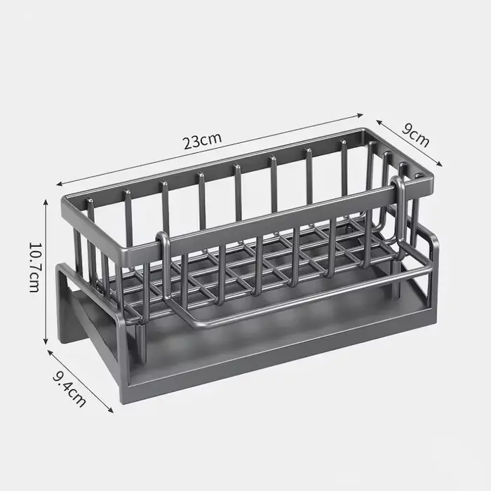 Étagère à épices compacte à fixer sur robinet – Organisateur d'évier avec égouttoir – Rangement de cuisine peu encombrant pour ustensiles/accessoires
