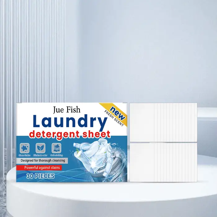 Détergent à lessive Jue Fish (30 pièces) – Doux sur la peau, élimination puissante des taches pour l