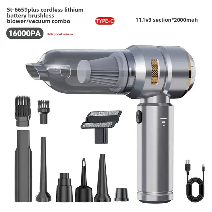 Aspirateur de voiture haute puissance, portable, sans fil, avec moteur sans balais, machine de nettoyage puissante, souffleur d'air pour appareils ménagers