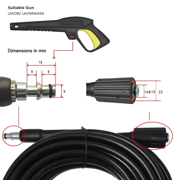Tuyau de nettoyage à eau haute pression 10m x 160 bar