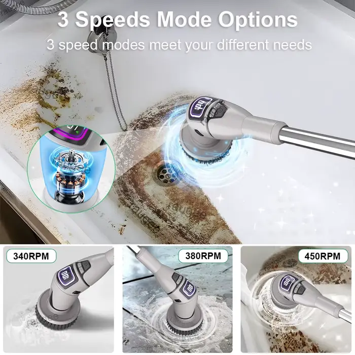 Brosse de nettoyage de salle de bain électrique 10 en 1