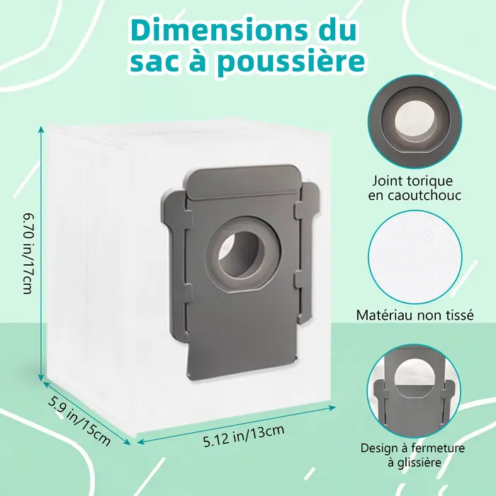 Sacs sous vide pour iRobot Roomba i s j 100 400 500 Series All Clean Base