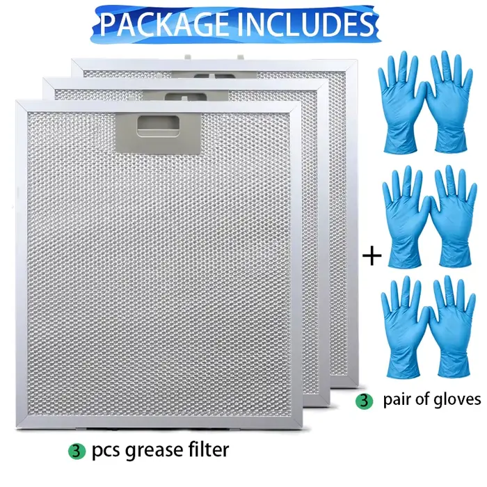 Lot de 3 filtres en maille métallique pour hotte de cuisine 320x260mm