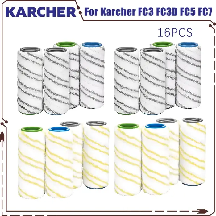 Pour Karcher FC3 FC3D FC5 FC7 rouleau brosse ensemble remplacement main ménage sol lavable humide sec aspirateur accessoires