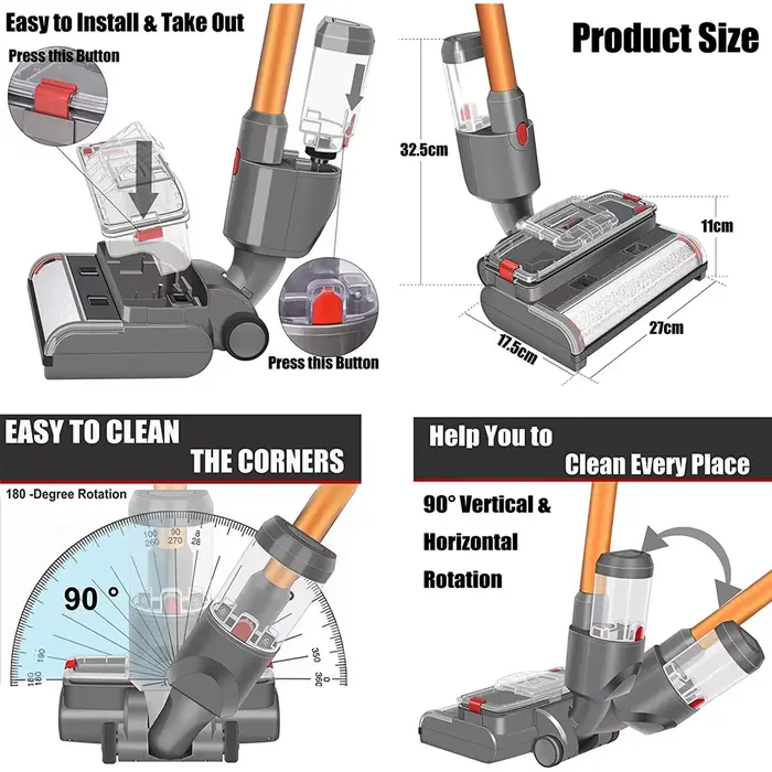Brosses de support et de récurage à sec pour Dyson V15