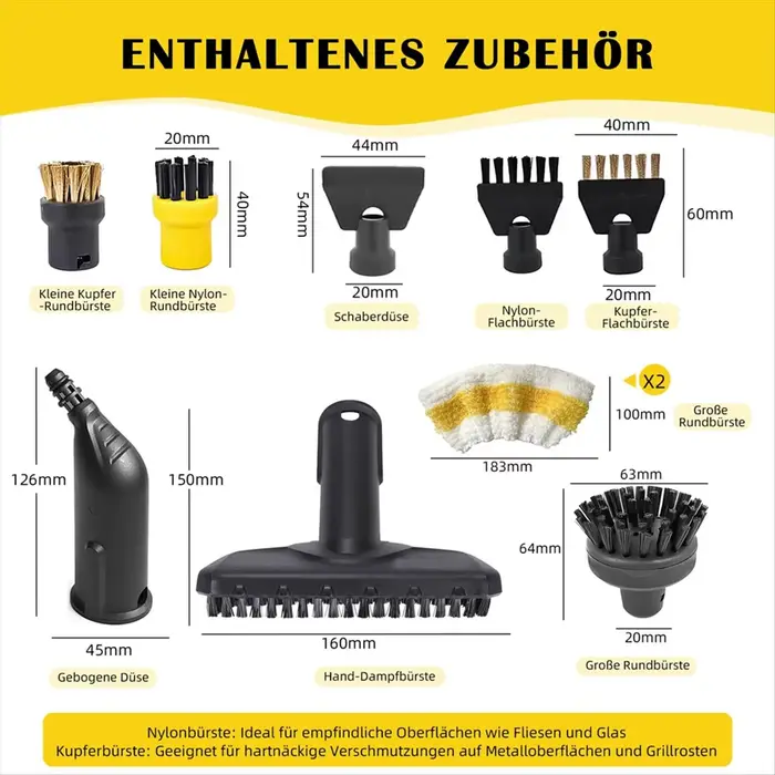 Ensemble d'accessoires AD11 de 10 pièces pour nettoyeurs vapeur Karcher SC1