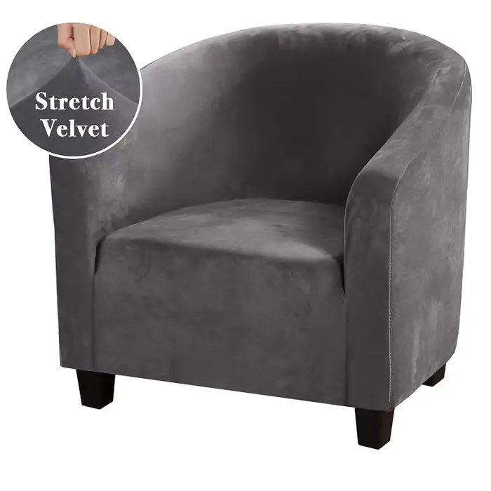 Housse de fauteuil club en velours,habillage étirable et amovible pour sofa de comptoir de bar, chai