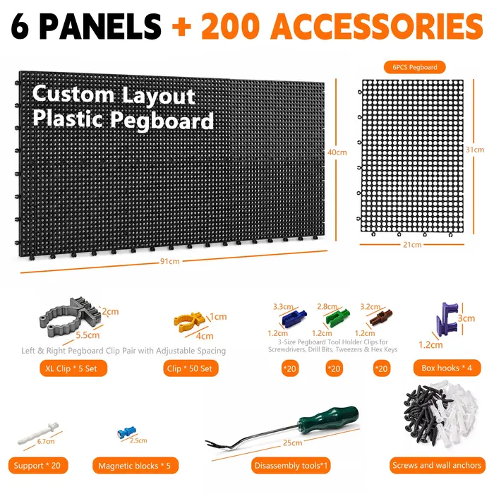 Kit d'organisation murale en plastique perforé