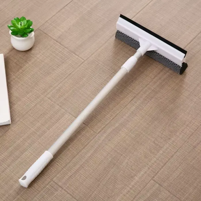 Nettoyeur de vitres double face 2-en-1 avec manche télescopique, brosse de nettoyage pour vitres, es