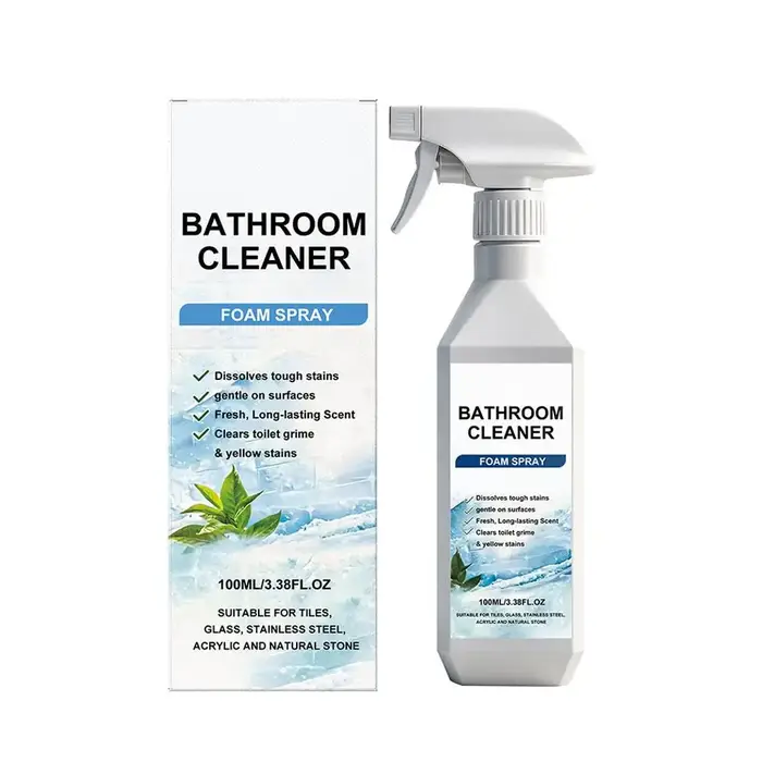 Nettoyant puissant pour salle de bain, spray anti-calcaire pour carreaux, verre de douche et robinet