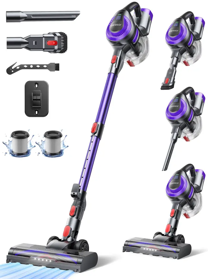 Laresar V10 Lite - Aspirateur sans fil 38000Pa à puissance d'aspiration élevée, design ergonomique e