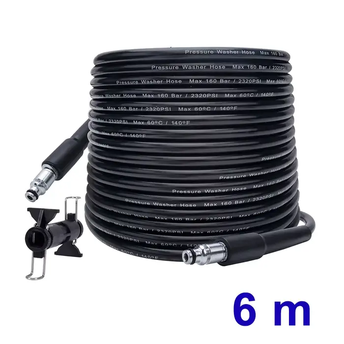 Tuyau de nettoyage d'eau haute pression, tuyau de lavage à pression 6 10 15 m pour AR Michelin Black