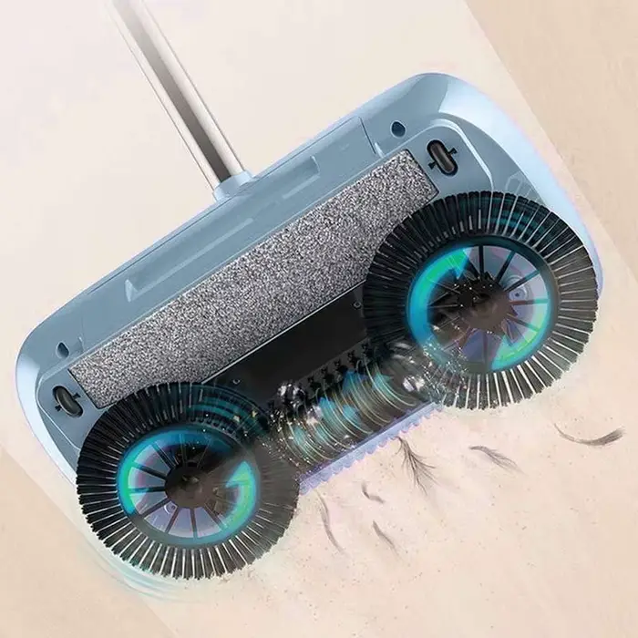 Nouvel aspirateur sans fil 2-en-1 pour balayer et nettoyer, balai manuel de 40 pouces avec 3 serpillères pour le nettoyage domestique