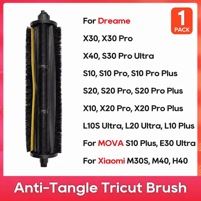 Brosse TriCut Compatible avec Dreame X40 Ultra, X30 Pro, X20 Pro, S10, S20 Pro Plus, L10S Pro Ultra,