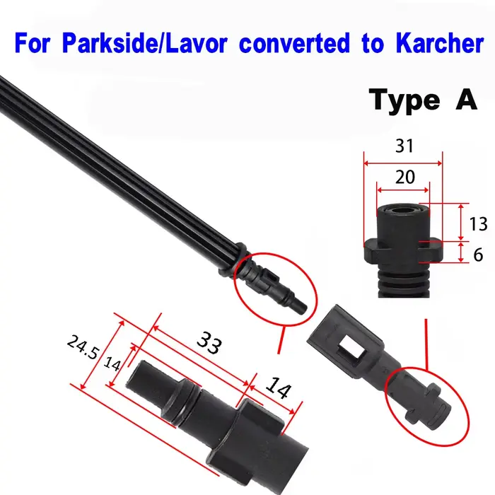 ROUE pour Karcher Parkside adaptateur de buse de laveuse haute pression pour convertir entre