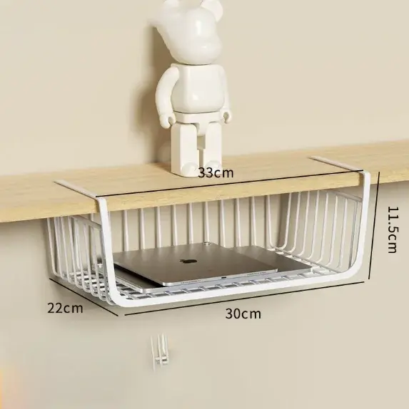 Organisateur de rangement en fil métallique avec panier suspendu pour placard