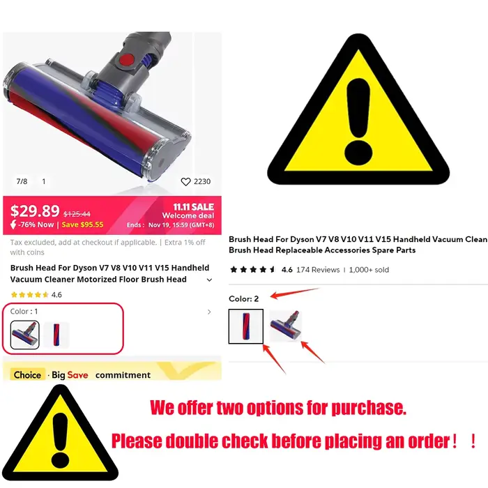 Tête de brosse pour aspirateur à main Dyson V7 V8 V10 V11 V15