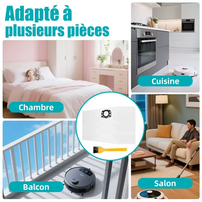 Lot de 5/10 sacs pour aspirateur KFI 357 pour Kärcher WD3s WD 3 V-17/4/20 2.863-314.0 WD2 Plus kwd 3 KWD1-2 SE 4001