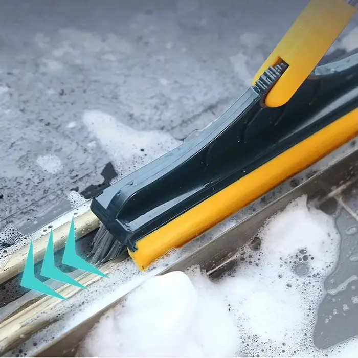 Brosse de nettoyage de sol 2 en 1, manche Long, essuie-glace de salle de bains, raclette de fenêtre à poils rigides, balai magique, vadrouille de sol, outils de nettoyage de carrelage de baignoire