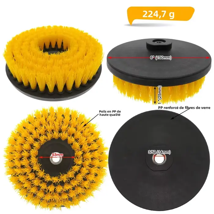 Brosse de nettoyage électrique creuse de 6 pouces