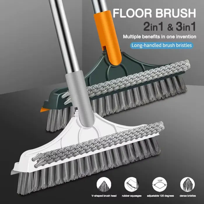 Brosse de nettoyage 3 en 1, brosse de nettoyage pour le nettoyage de la salle de bain avec manche Lo