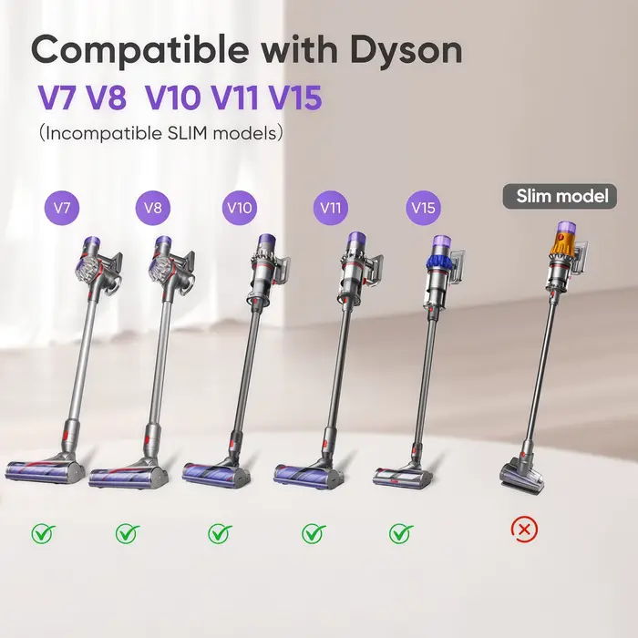Tête de brosse électrique mini anti-emmêlement améliorée V15, compatible avec les aspirateurs Dyson V7 V8 V10 V11 V15, idéale pour les sièges de canapé
