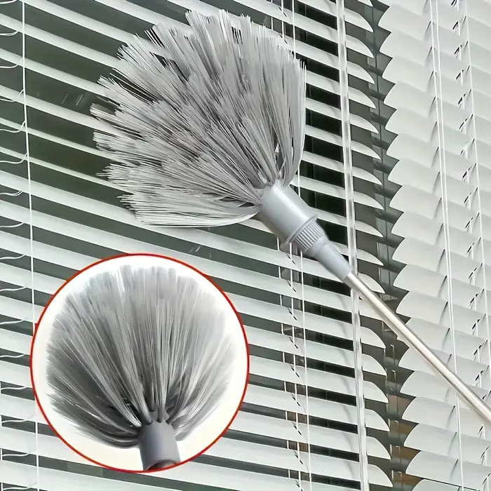 1pc Nettoyeur de plafond en toile d'araignée à longueur réglable - Balai métallique avec poignée ergonomique