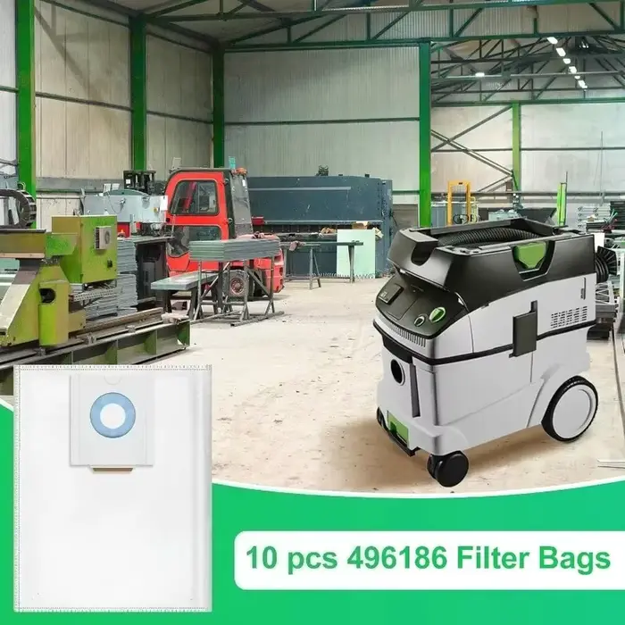 10 sacs filtrants 496186 pour aspirateur Festool CT 36 / CTM 36 E/CTL 36 E CLEANTEC SC FIS-CT 36/5