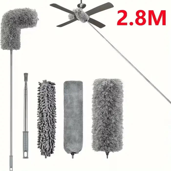 Plumeau extensible en microfibre avec longue poignée pliable – Réutilisable pour ventilateurs de pla
