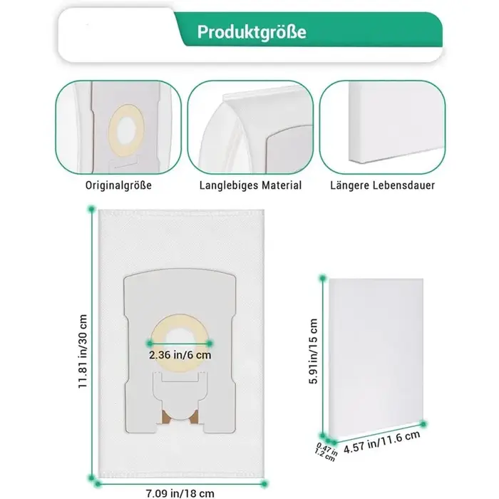 B59B, lot de 10 sacs pour aspirateur, compatibles avec les modèles Vorwerk Kobold VT265, VT270, VT300 et FP300, avec 2 filtres.